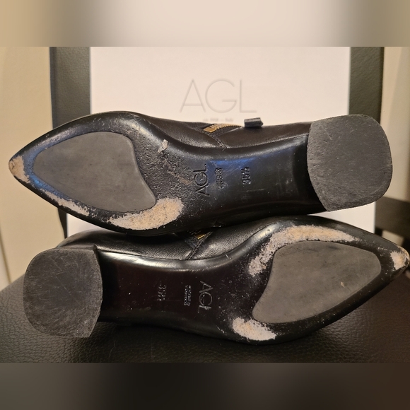 AGL Pointed Black Short Bootie with Double Zipper - Picture 6 of 10